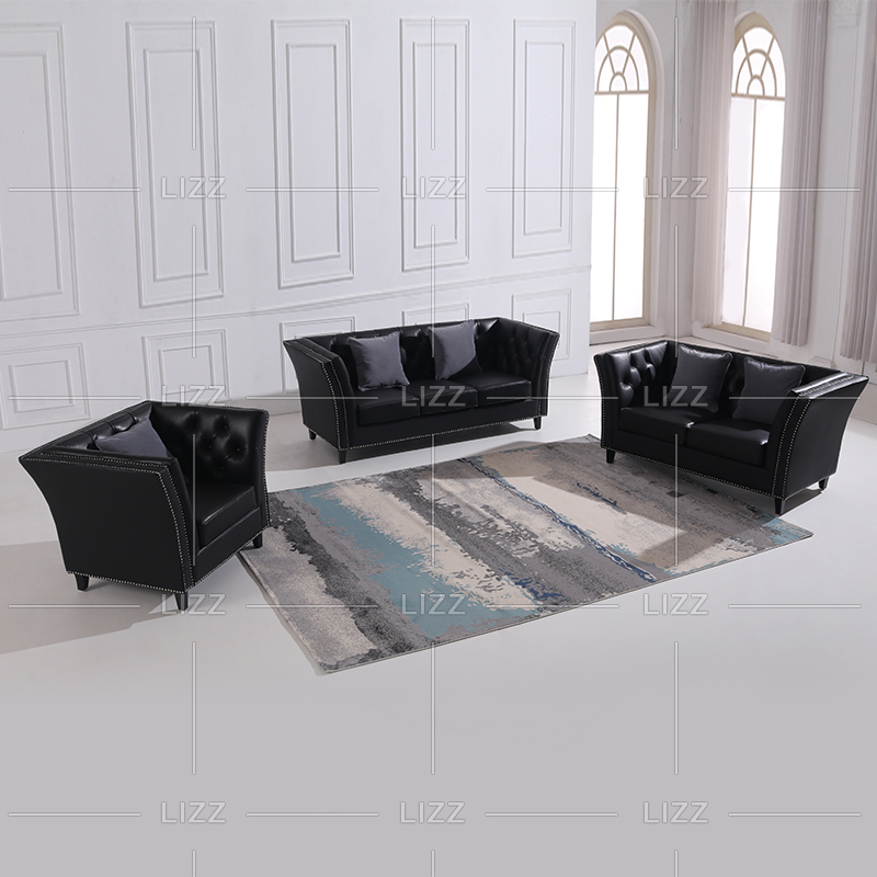 Classical Chesterfield Leather Sectional Sofa Set