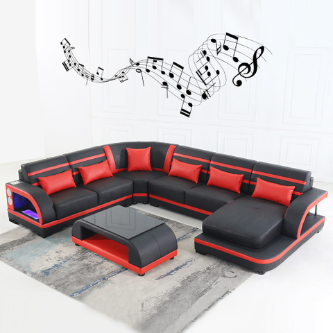 Modern Modular Sectional Couch Leather Led Sofa