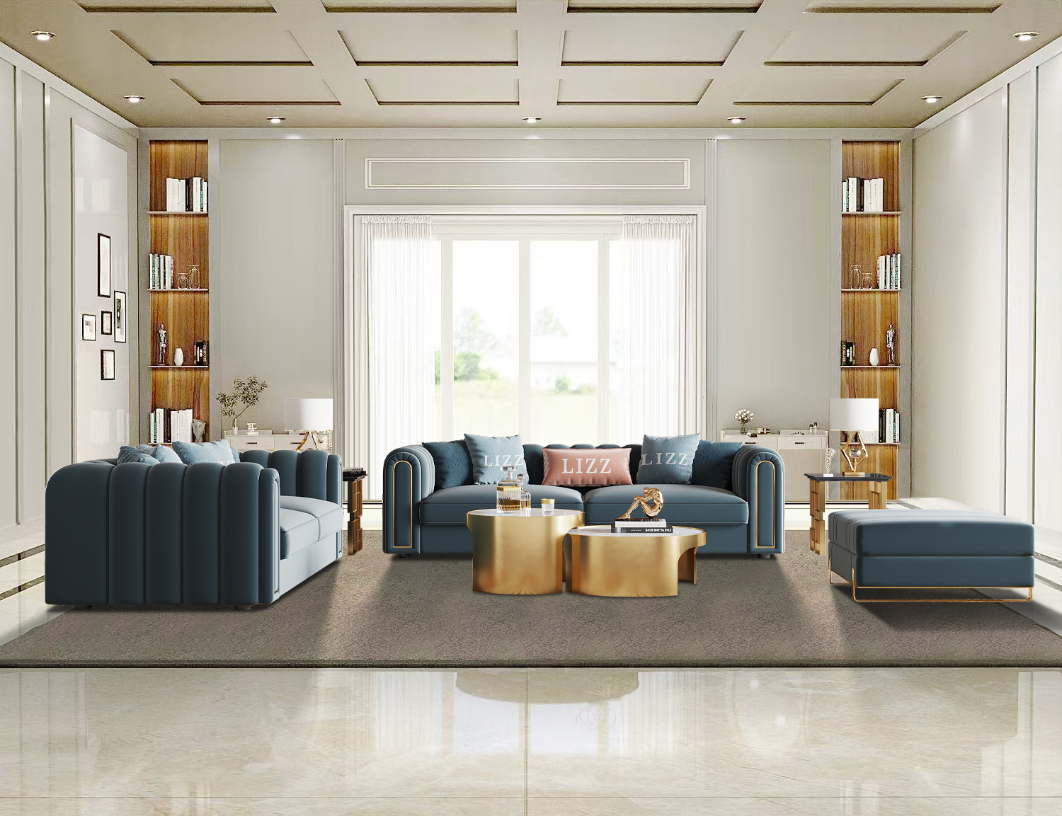 Wholesale Foshan Sofa Furniture Fabric Lounge Suite
