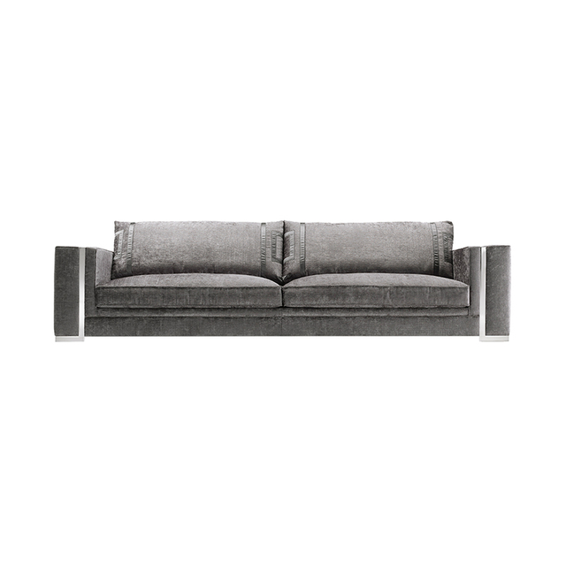Direct Factory Sofa Supplier Clean Line Versus Fabric Sofa with Stainless Steel Strip Decoration