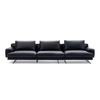 Mustic Leather Couch Italian Minimalist Black Leather Heavy-duty Sofa for Home Office And Hotel