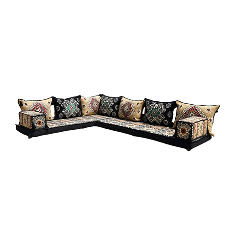  Brown Fabric Corner Floor Couch Arabic Sofa Seating Floor Pillow Seats