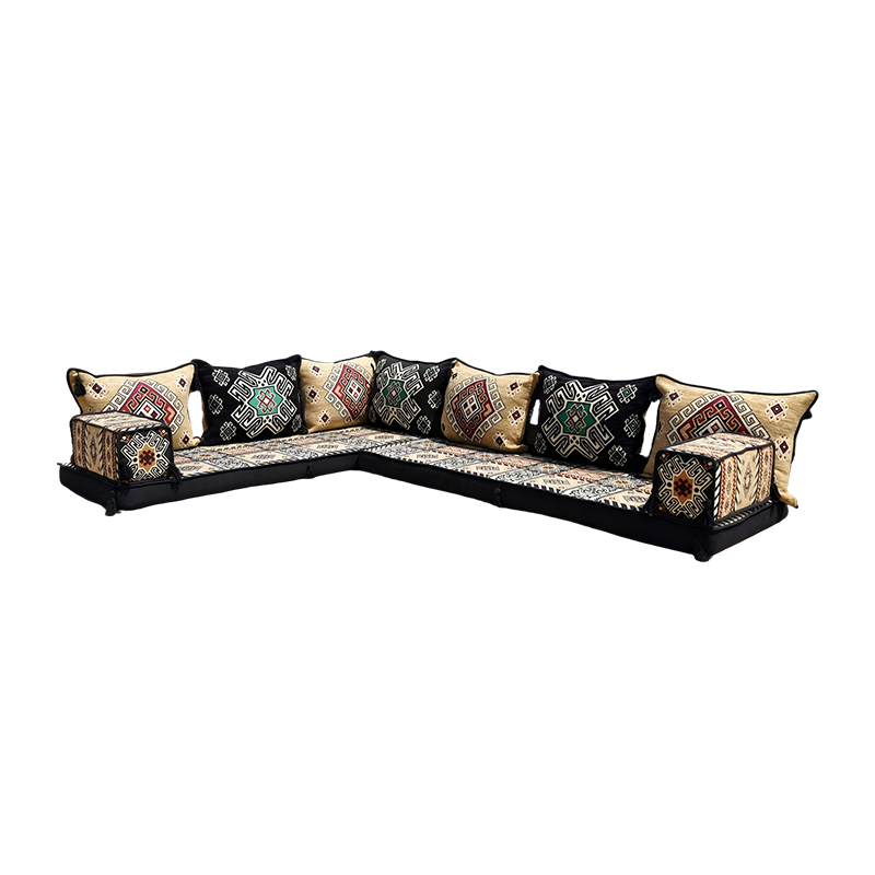 Brown Fabric Corner Floor Couch Arabic Sofa Seating Floor Pillow Seats