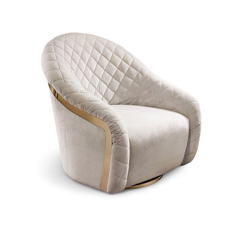 Luxury Italian Leisure Fabric Armchairs Cantori Swivel Accent Chair
