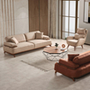 Nordic Furniture Solid Wood Banco Nubuck Fabric Sofa with Moveable Backrest And Armrest