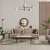 Foshan Upholster Furniture Nordic Brown Wood Base Bella Fabric Sofa Set