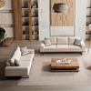 Nordic Wooden Sofa Divano Modulare Light Brown Fabric Elegant Sofa Set