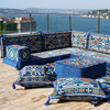 Blue Arabic Sofa Bohemian Pallet Sectional Sofas L Sofa Sets