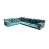 Vivid Blue Fabric Floor Sofa Seating Set L Shape Corner Arabic Sofa Set