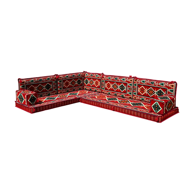 Red Arabic Majlis Arabic Jalsa Floor Sofa Seating Set Traditional Sofa