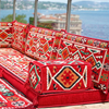 Red Turkish Floor Sofa U-shape Floor Seating Middle East Majlis Sofa Set
