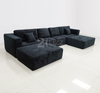 Transform Sectional Sofa Vacuum Compressed Black Corduroy Fabric Couch in Box