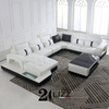 Modern Italian Leather Led Sectional Leisure Sofa with Storage