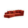 Stationary Furniture Modular Curved Chaise Lounge Red Chenille Fabric Sofa