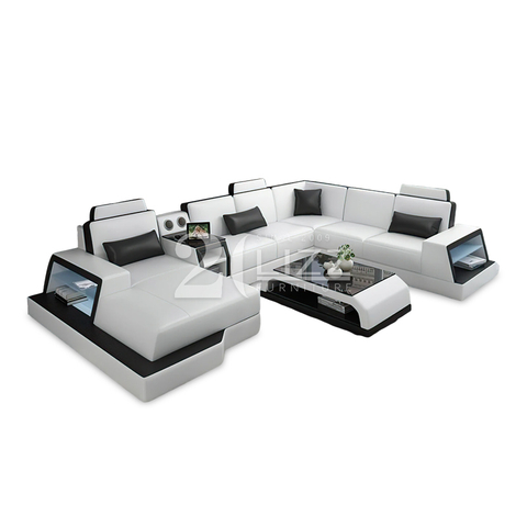 Multi-functional Lounge Furniture Civia Modern Leather Sectional Sofa With Coffee Table