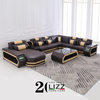 Wholesale Modern Sectional Brown Leather Sofa with LED light