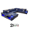 Leather Sectional Sofa with LED Light And Music Player