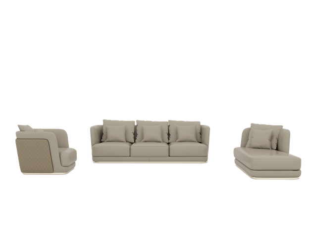 Luxury Italian Leather Couch Sectional Sofa Set with Quilting on Backrest