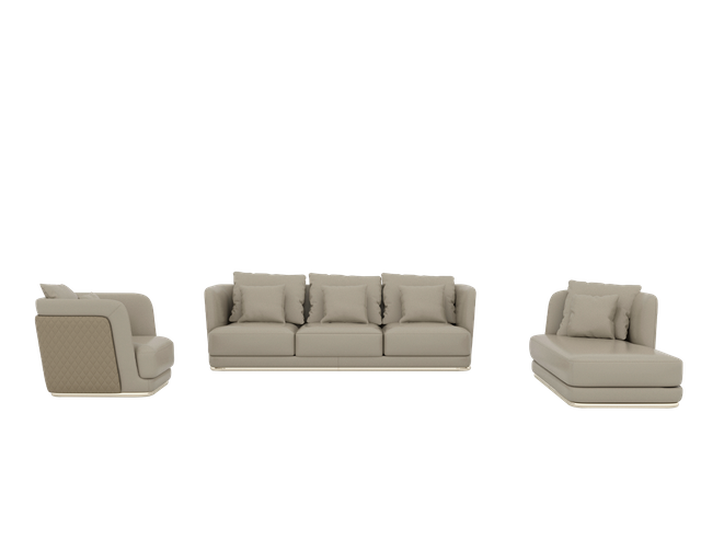 Luxury Italian Leather Couch Sectional Sofa Set with Quilting on Backrest