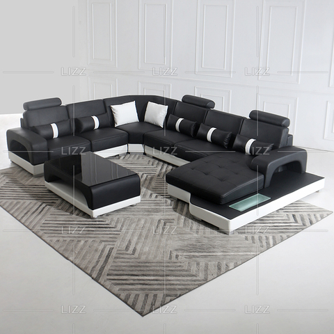 U Shape Antique High Quality Leather Sofa