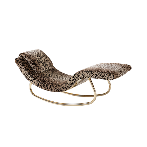 China Sofa Factory Italian Luxury Leopard Fabric Magnolia Rocking Armchair