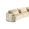 Ocean Curved Sofa Premium Beige Leather 3 4 seater Couch for Home and Hotel