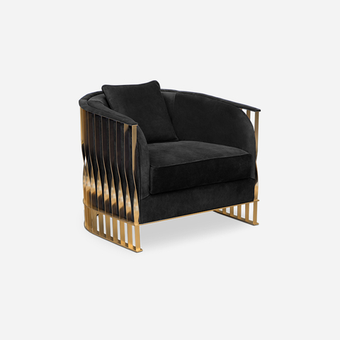 China Sofa Furniture Factory Gold Stainless Steel Frame Mandy Armchair