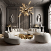 Italian Luxury Furniture Foshan Sofa Fabric Furniture Odette Curved Chaise Sofa