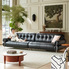 Custom Luxury Modern Sofa for Hotels Italian Black Leather Couch Feather Sofa