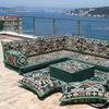 4 Inch Thickness Arabic Green Fabric Majlis Arabic Floor Sofa Seating