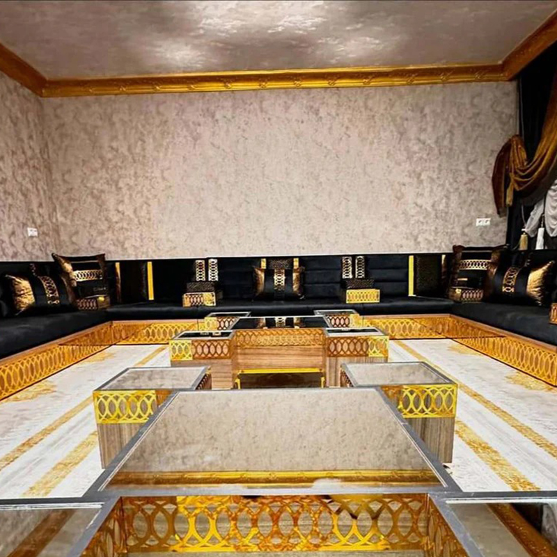 Black Fabric Majlis Kanabat Custom Majlis Sofa Kuwaiti Majlis