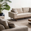 Nordic Wooden Sofa Divano Modulare Light Brown Fabric Elegant Sofa Set