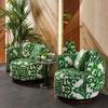 Luxury Italian Accent Chair Green Fabric Swivel Chair Round Shaped Armchair