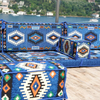 Handmade Livingroom Sofas Blue Fabric Floor Couch Arabic Majlis Sofas