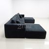 Transform Sectional Sofa Vacuum Compressed Black Corduroy Fabric Couch in Box