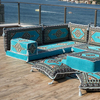 Light Blue Fabric Floor Sofa Arabic Sofa Set Custom Majlis Sofas