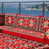 Red Arabic Floor Couch Modular Design Floor Cushion Fabric Majlis Sofa
