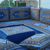 Sky-blue Fabric Arabic Floor Cushions Corner Oriental Floor Seating Sofa