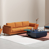 Italian Minimalist Leather Furniture Orange L-shape Sectional Sofa Set