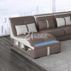 European Sofa Furniture Lisa U Shape Leather Sectional with LED and Storage