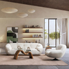 Foshan Furniture White Boucle Curved Sofa for Living Room Arte Sofa Set