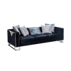Luxury Black Velvet Sofa with Silver Stainless Steel Legs Bella Sofa Set
