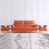 Orange Leather Living Room Sofa Set Sectional Couch