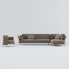 Luxury Nubuck Fabric L-shape Sectional Sofa Set with Accent Chair