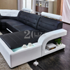 U Shape Leather Led Sectional Sofa with Storage Chaise