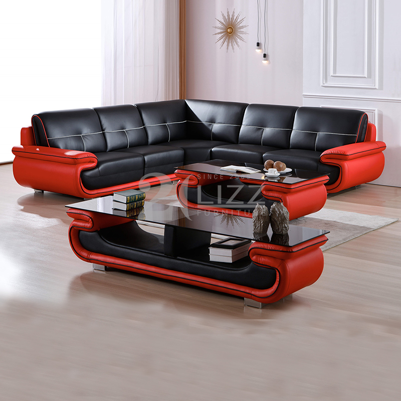Classic Big Black and Red Living Room Sofa