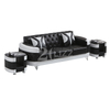 Black and White Leather Sectional Sofa Living Room Set