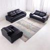 Furniture Set Genuine Black Leather Sofa