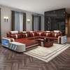 Modern Futuristic Large Led Sectional Leather Sofa Set