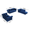 Modern Couch Navy Fabric Sofa Loveseat and Chaise